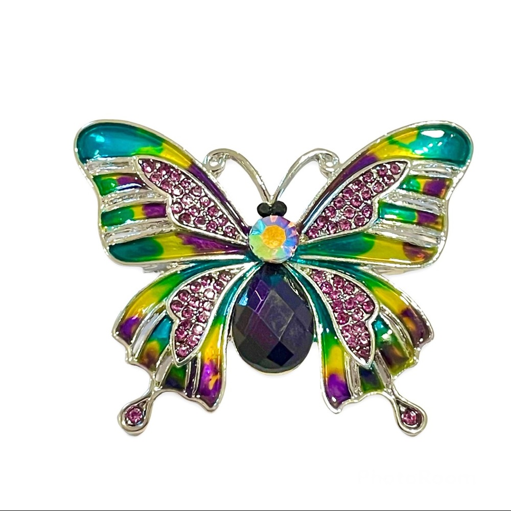 ♥️ Purple Crystal & Gemstone Butterfly Brooch